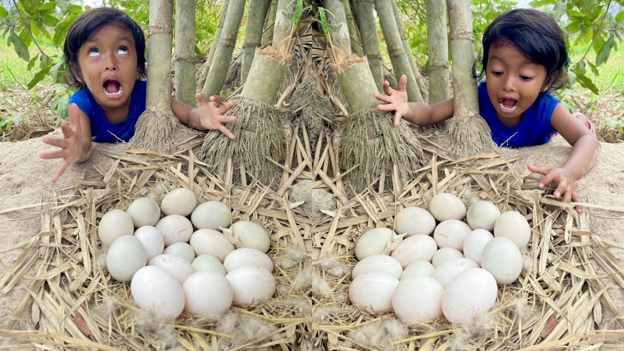 Part 97 | Survival Skills: SMART ideas and USEFUL In Forest With Single Mom with Egg #outdoors #fyp 