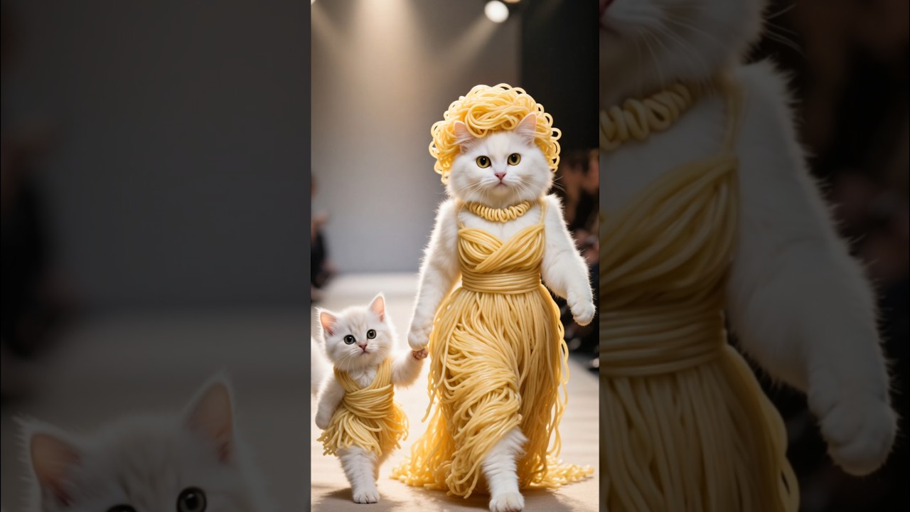 Noodle walk by mom and baby 😍🩷 #trending #cat #motherandbaby