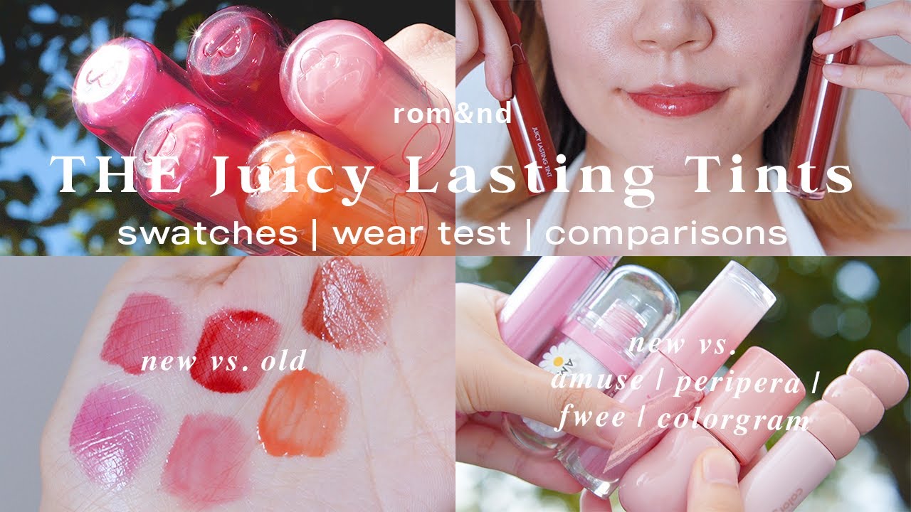 [NEW] Romand The Juicy Lasting Tints Swatches & Review | Comparison peripera, fwee, amuse