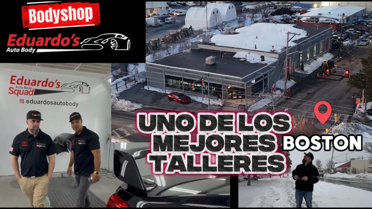 COMO ES UN TALLER DE CARROCERIA Y PINTURA EN BOSTON , EDUARDO´S AUTO BODY SQUAD