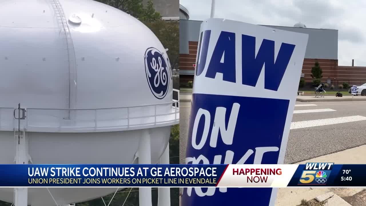 Union president joins GE Aerospace workers on picket line amid ongoing strike