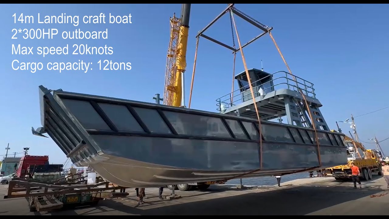 14m landing craft boat aluminum work barge carry 12tons cargos
