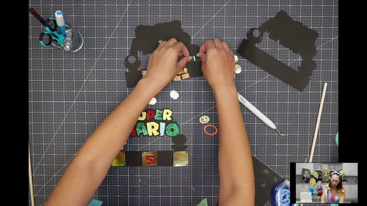 DIY Mario Bros Cake Topper with Spinning Coins - Assembly Instructions after Cricut Cutting