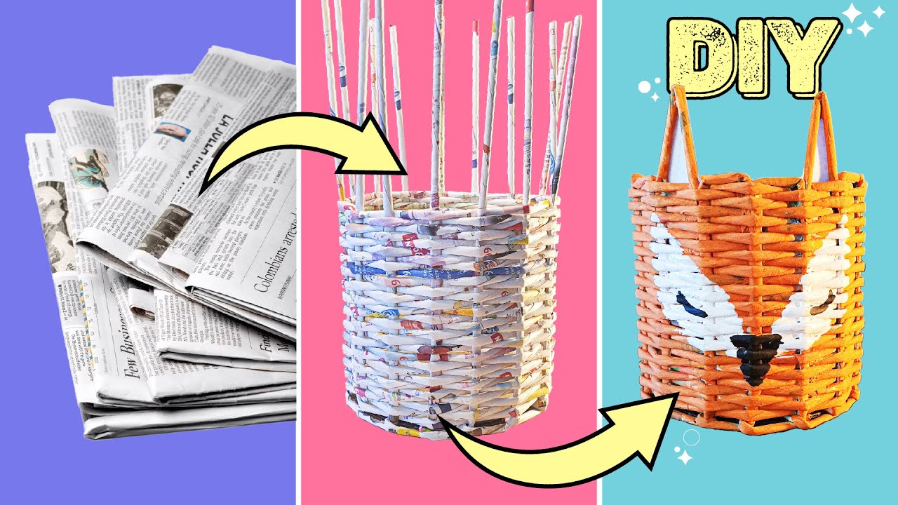 Wunderbarer Upcycling: Niedlicher Korb aus Zeitungspapier! DIY für Kinder