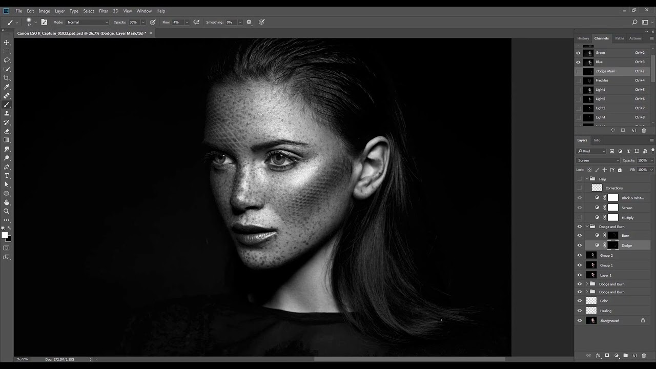 Photoshop Retouching Masterclass | Bonus Video | Black and White Image Editing with Adobe Photoshop