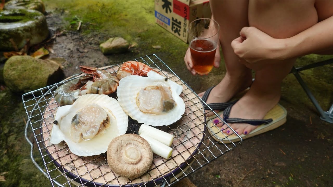 【ホタテ貝】 七輪古民家女子ひとり呑み#14/ Scallops BBQ with charcoal grill /SUB
