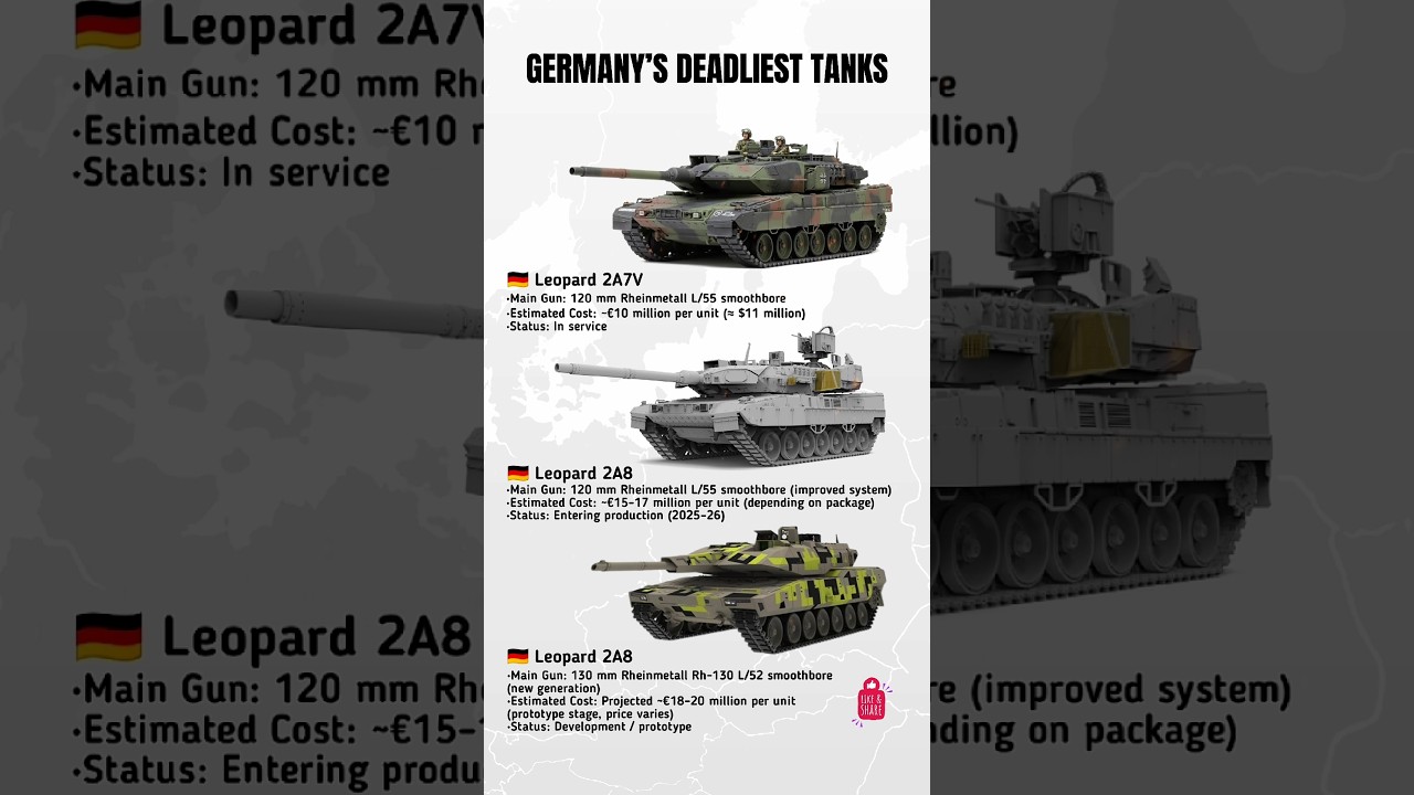 Germany&rsquo;s 3 Most Advanced Tanks &ndash; Leopard 2A7V, 2A8 & KF51 Panther