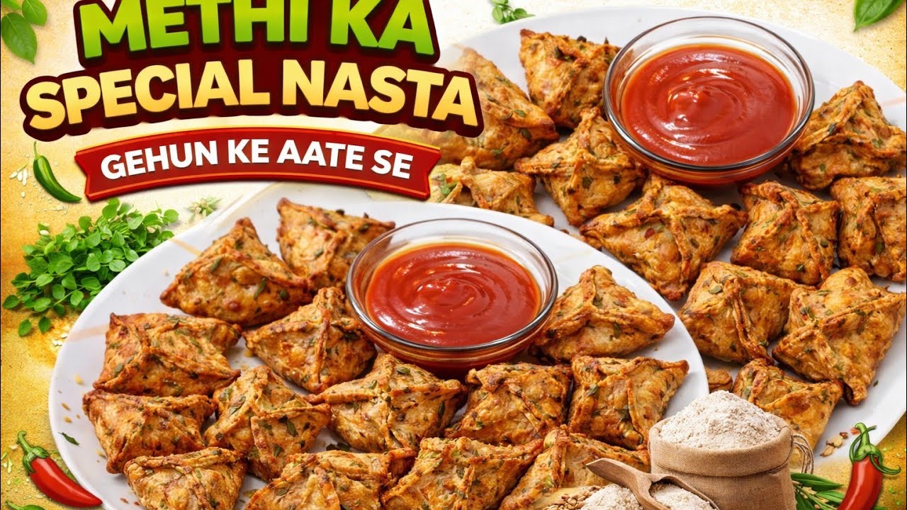 मेथी और गेहूं के आटे का कुरकुरा नाश्ता | समोसा जैसा स्वादCrispy Methi & Wheat Flour Snack | Samosa