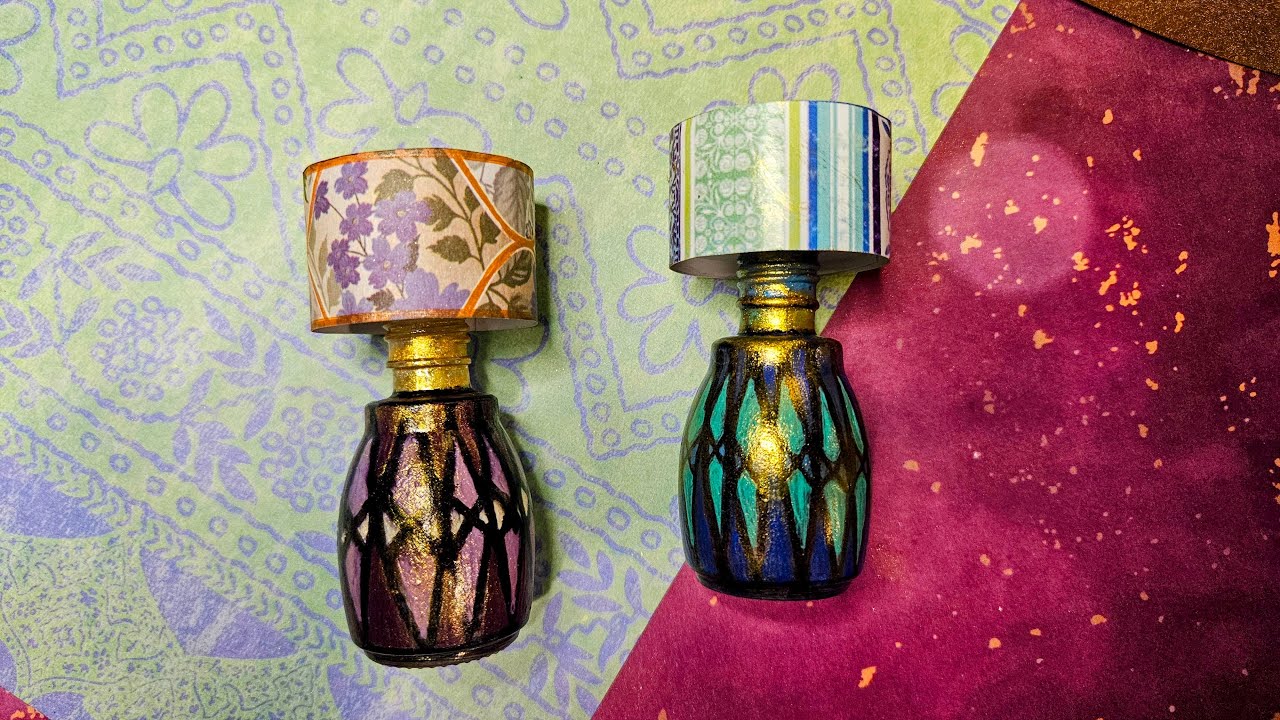 Junk to Lamp: Mini Purple and Blue Lamps
