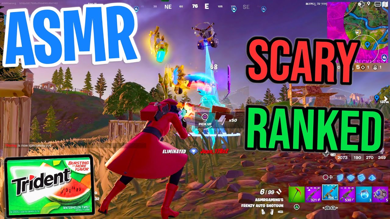 ASMR Gaming 🤩 Fortnite Ranked Solo! Relaxing Gum Chewing 🎮🎧 Controller Sounds + Whispering 💤
