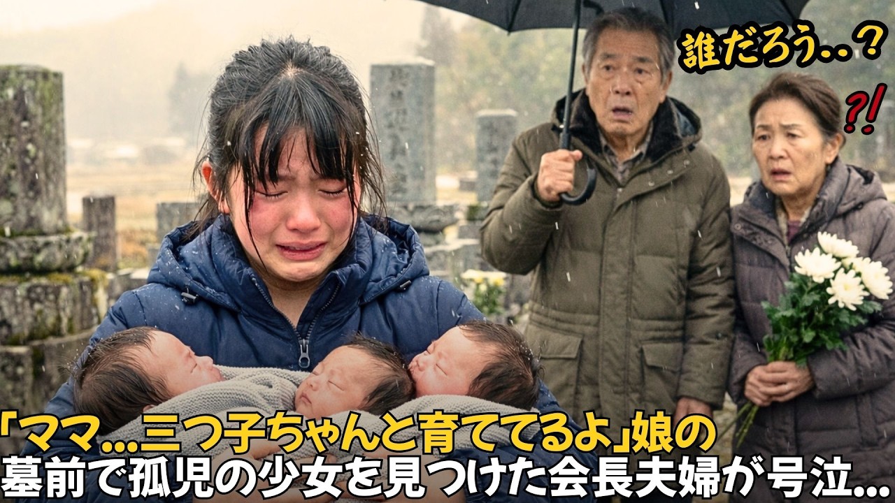 娘の命日に墓を訪れた億万長者「ママ...私、三つ子のお世話ちゃんとしてるよ...」赤ん坊の三つ子を抱く孤児の少女を見て号泣｜人生の教訓｜オーディオブック