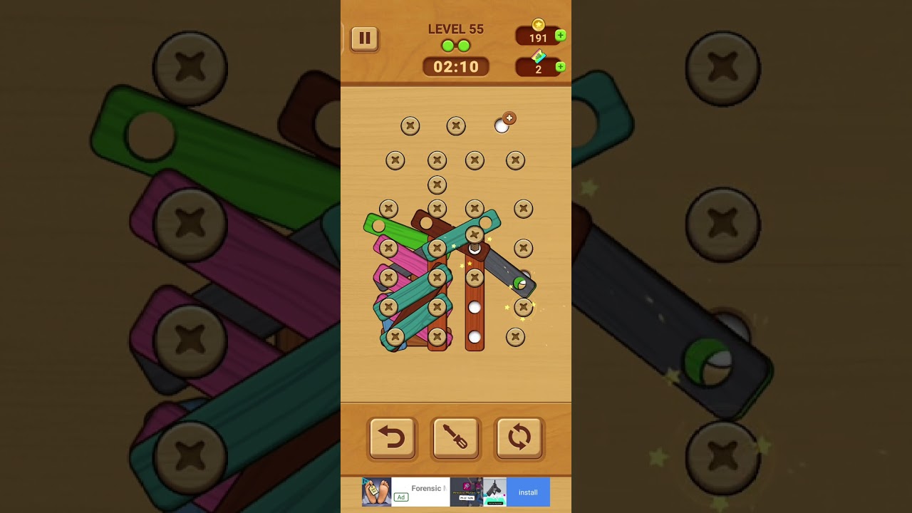 Woodle - Wood Screw Puzzle Level 55 Walkthrough Solution