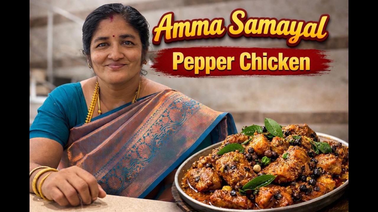 Amma samayal -3 // Achu vlogs // Pepper chicken // Easy receipe in 10 mins // chicken dish 