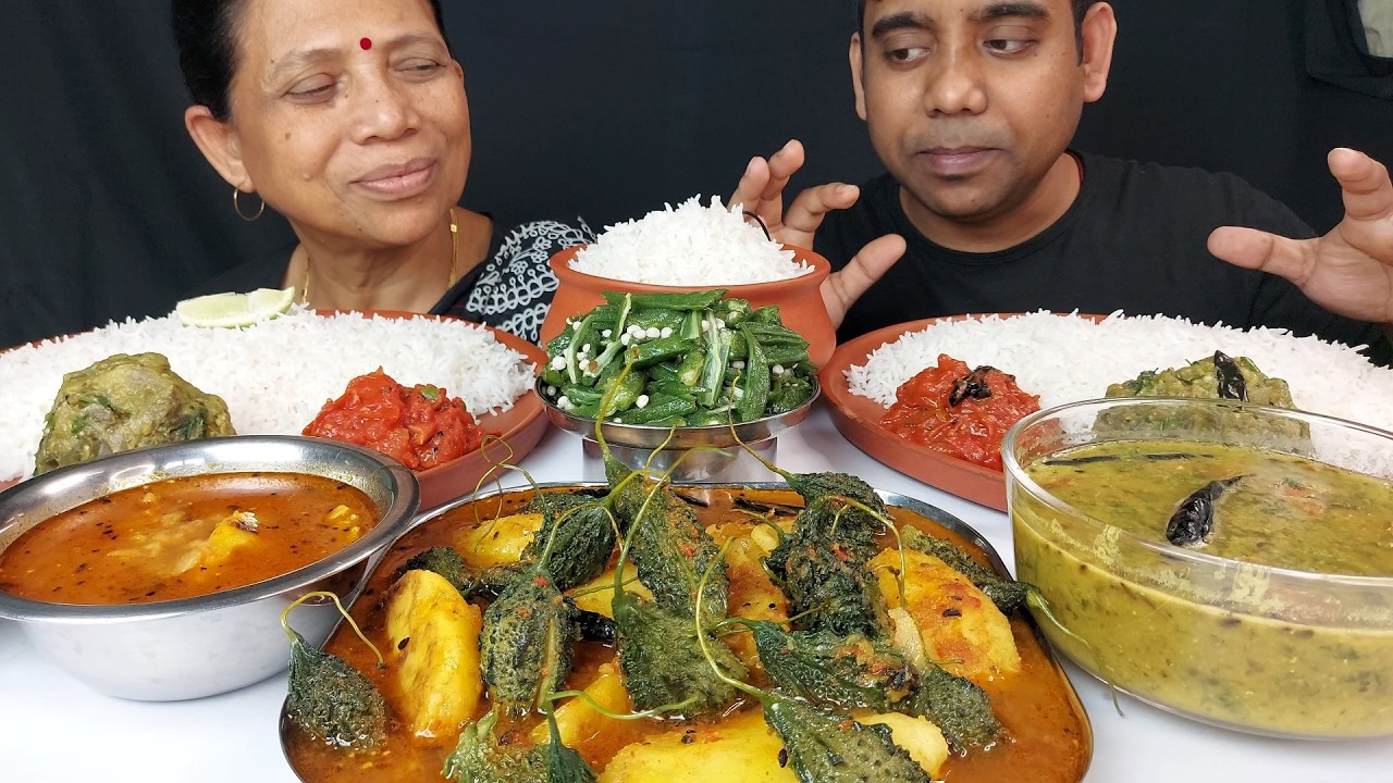 HEALTHY FOOD EATING WITH MY MOTHER , VEGETABLE CURRY MUKBANG