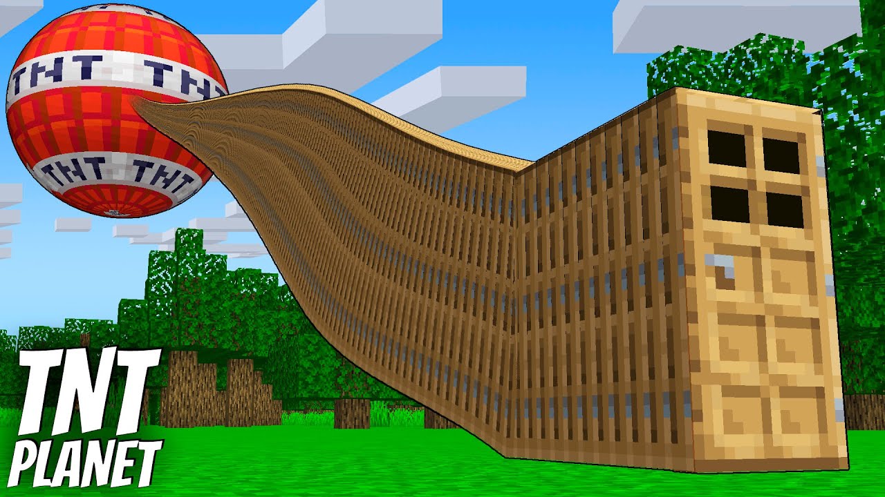 LONGEST DOOR to the TNT PLANET in Minecraft ! What's INSIDE the STRANGE DOOR ?
