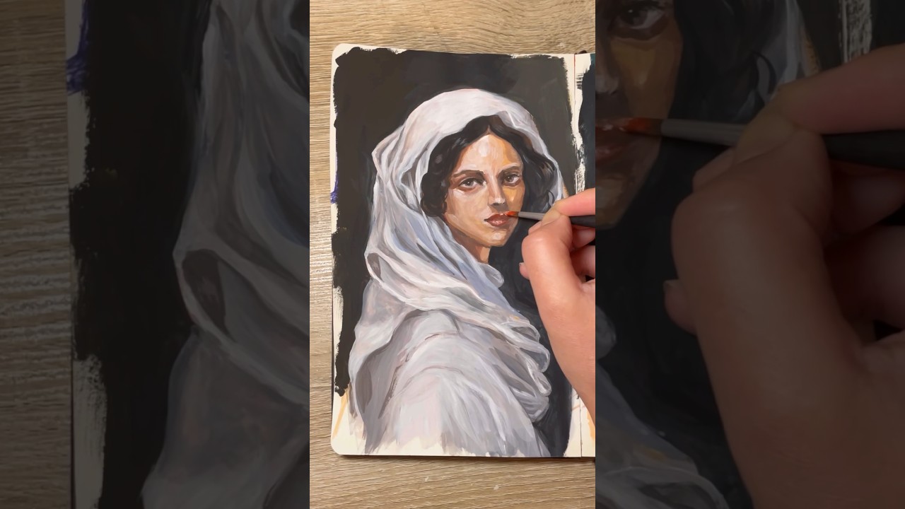 Practicing painting some fabrics #gouache #portraitpainting #art #nycartist #artistlife #artprocess