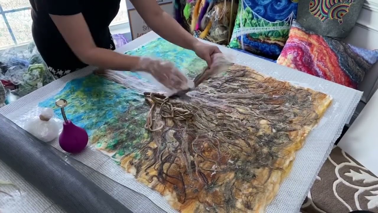 The Making of {Tree Roots at Falls Park} 2024 by Wet Felting & Needle Felting