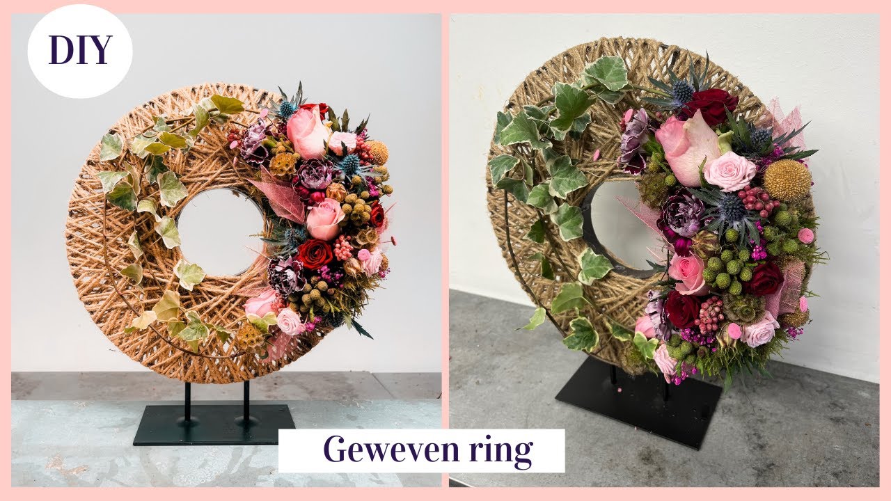 Geweven ring op voet DIY 🌸🌷| Cursus Bloemschikken #332 |Carlein Tukkers