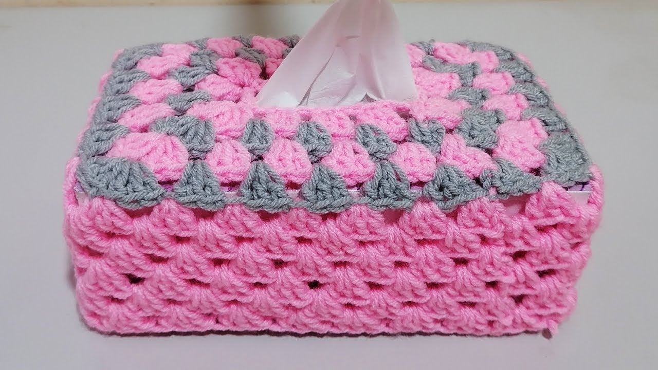 How To Crochet Tissue Box Cover|| by shaizas crochet-179