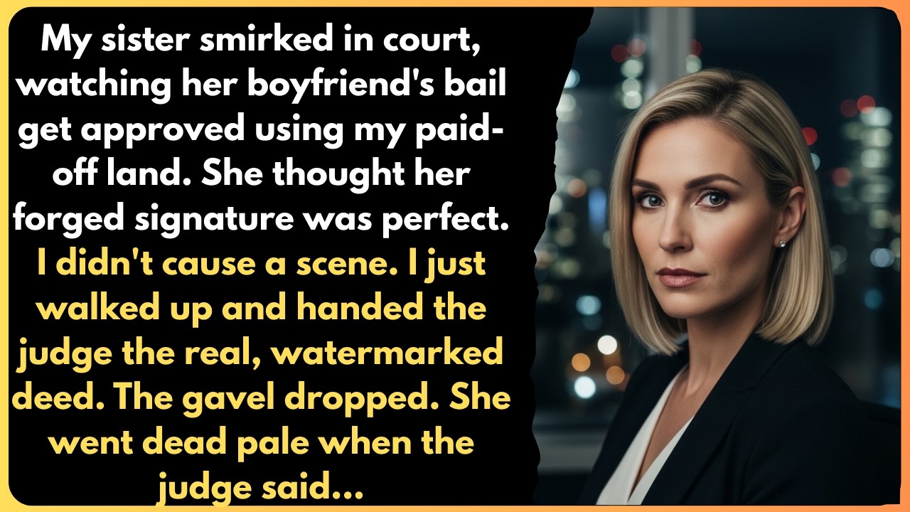 My sister smirked in court, watching her boyfriend's bail get approved using my paid-off land....