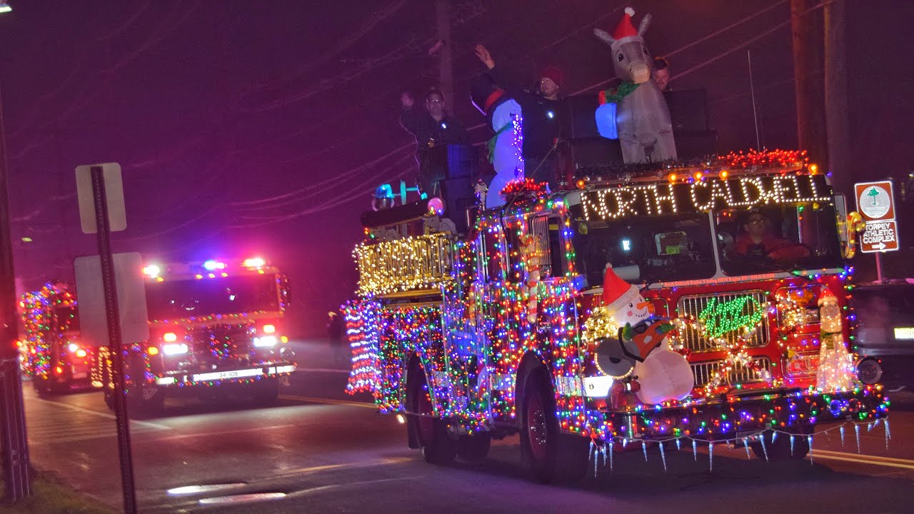 Fire Trucks Covered In Christmas Lights 2023 Somerville Nj Holiday Lights Parade Part 2
