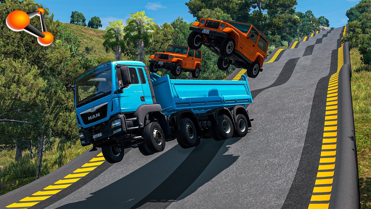 BeamNG drvie - Cars Fall Down The Hill