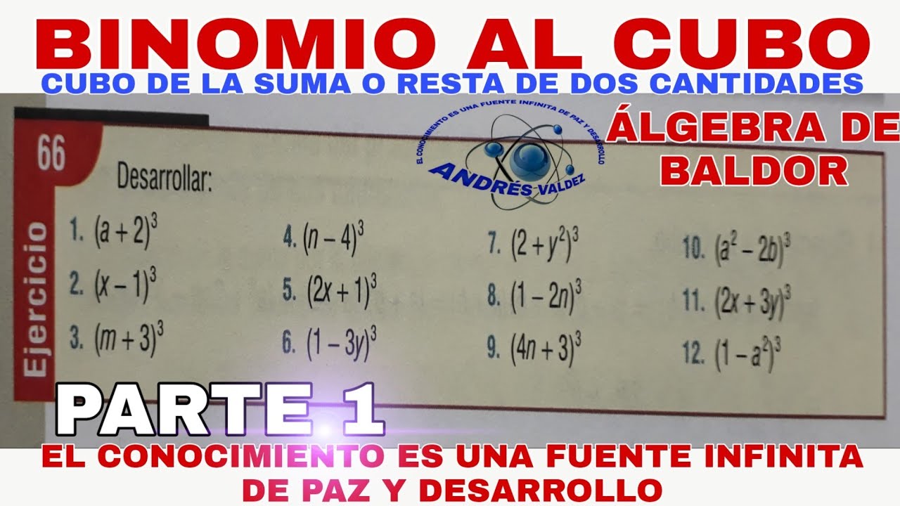 BINOMIO AL CUBO PRODUCTOS NOTABLES - Ejercicio 66 ÁLGEBRA DE BALDOR Problemas 1-6 PARTE 1