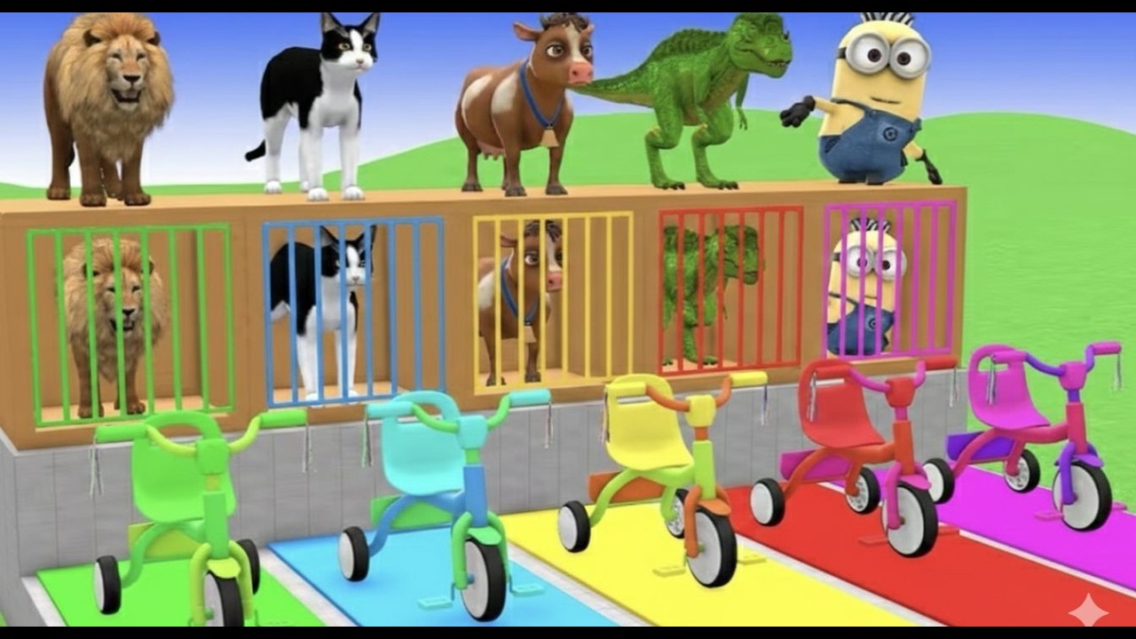 Long Slide Game With Cow Elephant Gorilla Hippopotamus Tiger 3d Animal Game Funny 3d Animals