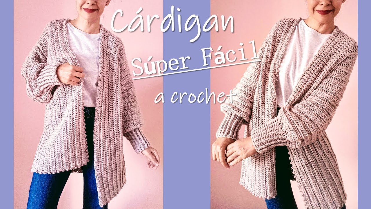 Cárdigan SÚPER FÁCIL a crochet ¡TÉJELO en 1 PIEZA paso a paso!