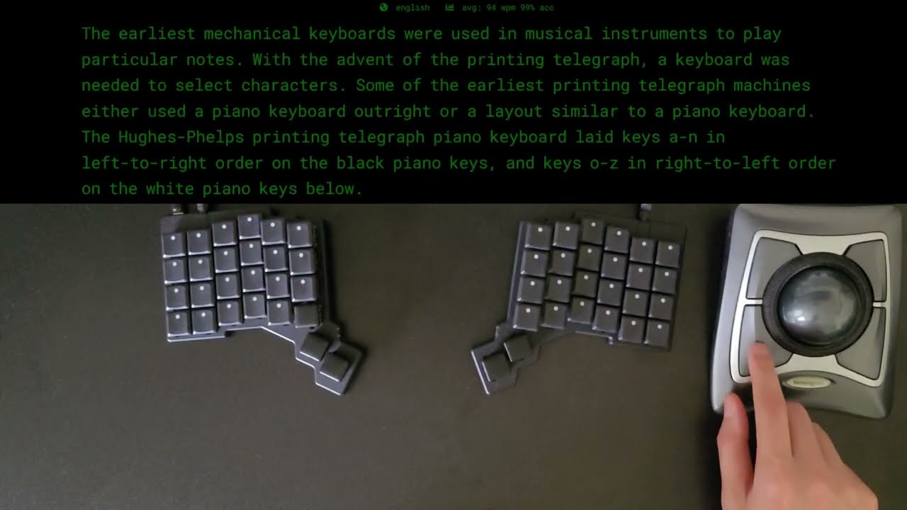 Typing on ZSA Voyager with Ambients silent choc switches (35gf Twilight and 20gf Nocturnal)