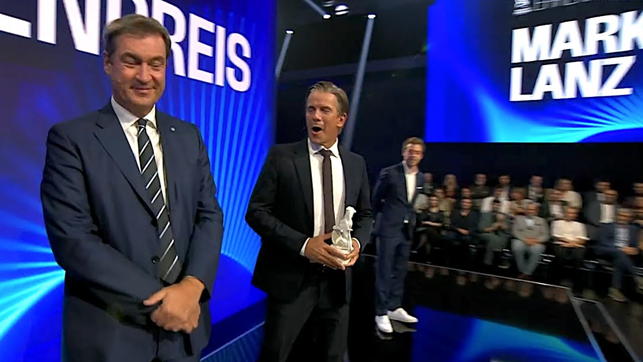 Markus S&ouml;der & Markus Lanz feiern sich gegenseitig (Bayerischer Fernsehpreis 2022)
