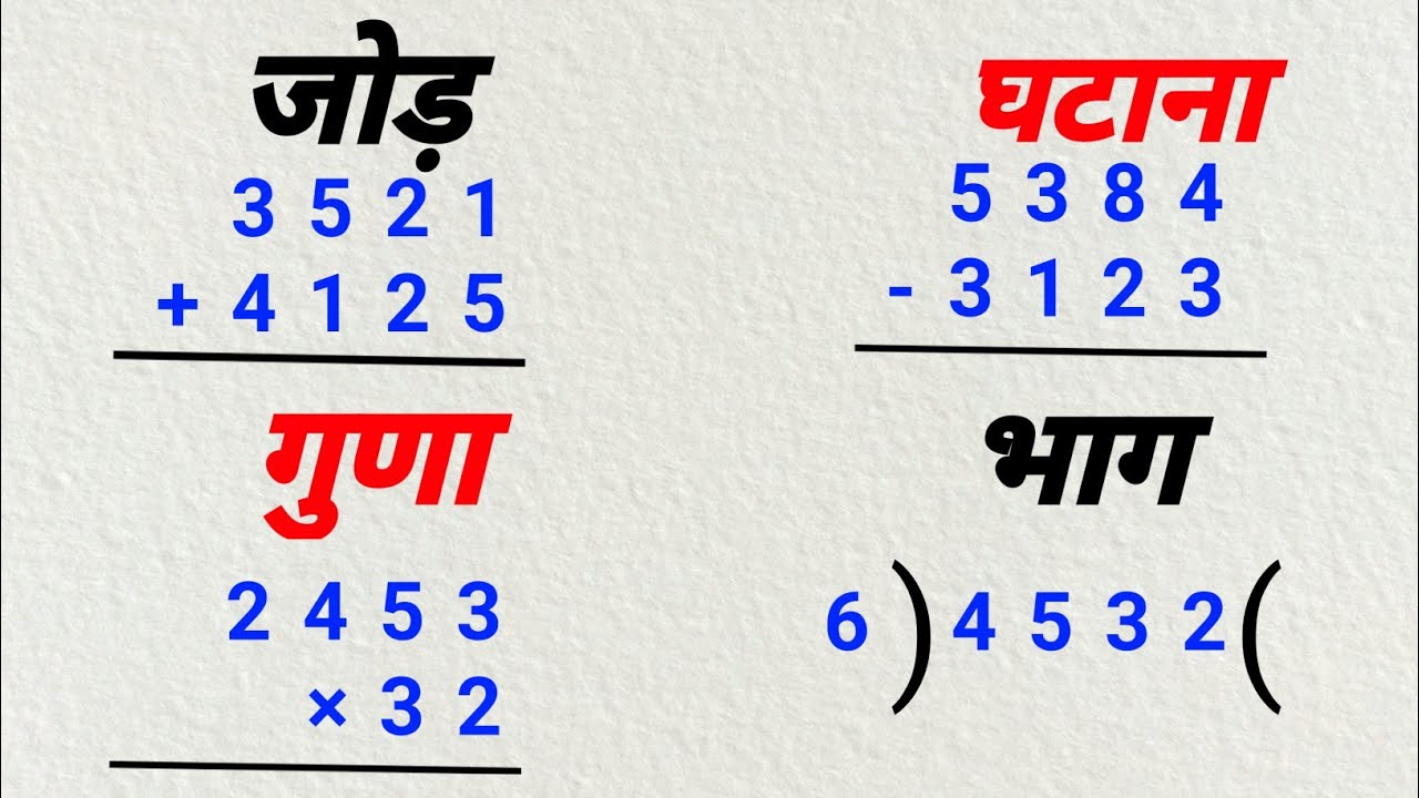 जोड़, घटाना, गुणा ,भाग सीखें |jod ghatana guna bhag |addition, subtraction, multiplication, division