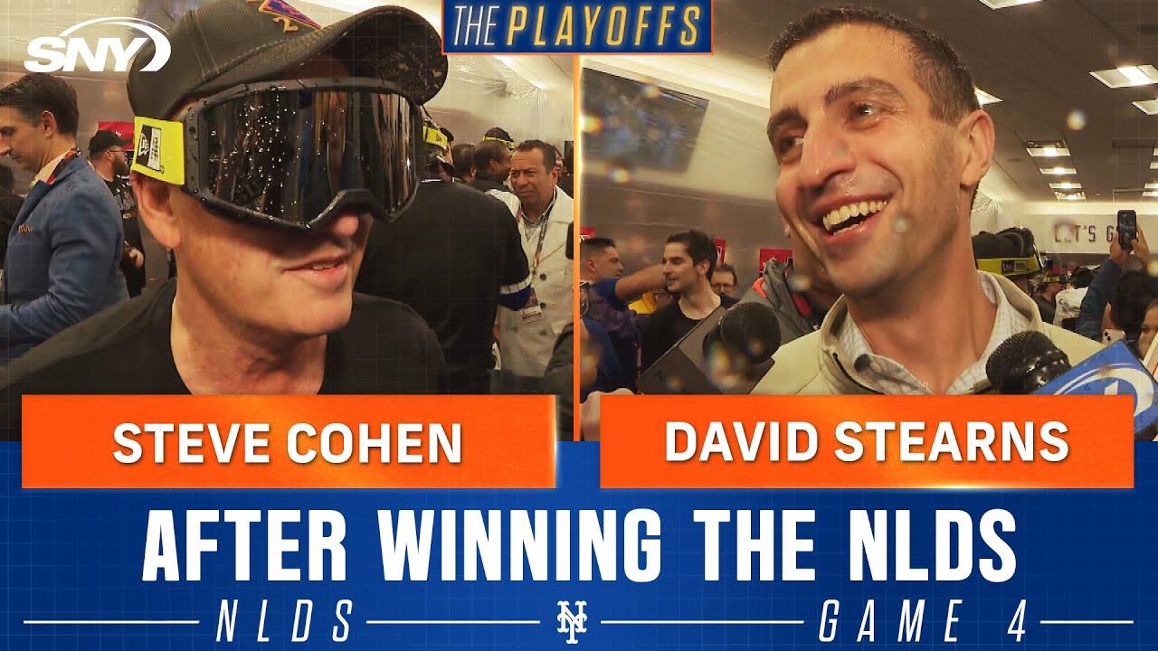 Steve Cohen and David Stearns celebrate and react to Mets advancing to NLCS | SNY