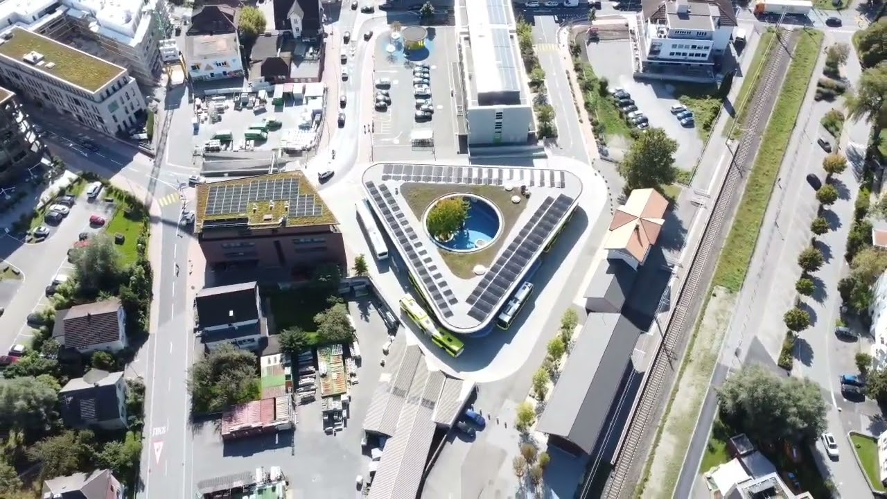Drone View from Schaan (Liechtenstein) and the LieMobil Traffic