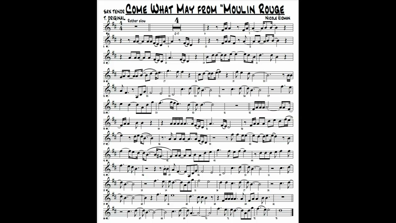 Come What May From Moulin Rouge} PARTITURA SAX TENOR E SHEET MUSIC TENOR SAX