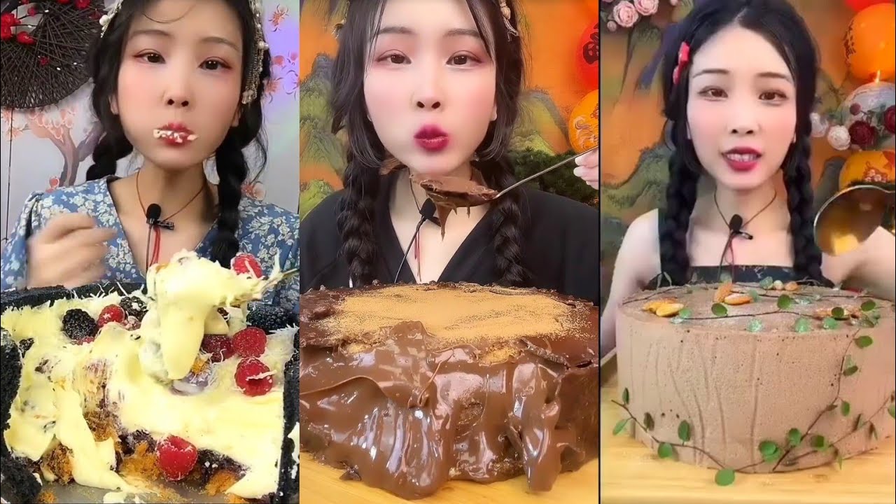 ASMR🍮Chinese Dessert🥧Thick Chocolate Cream🍫Fudge/Chocolava Cake Mukbang | Eating Sounds #asmr#food