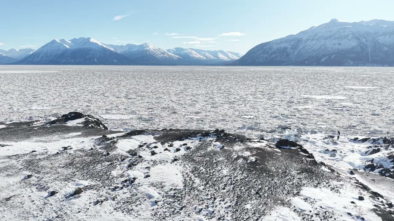 Beluga Point / Lookout - Drone Fly - Shifting Ice