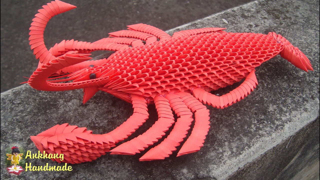 3D Origami Lobster Tutorial | DIY paper lobster home decoration idea