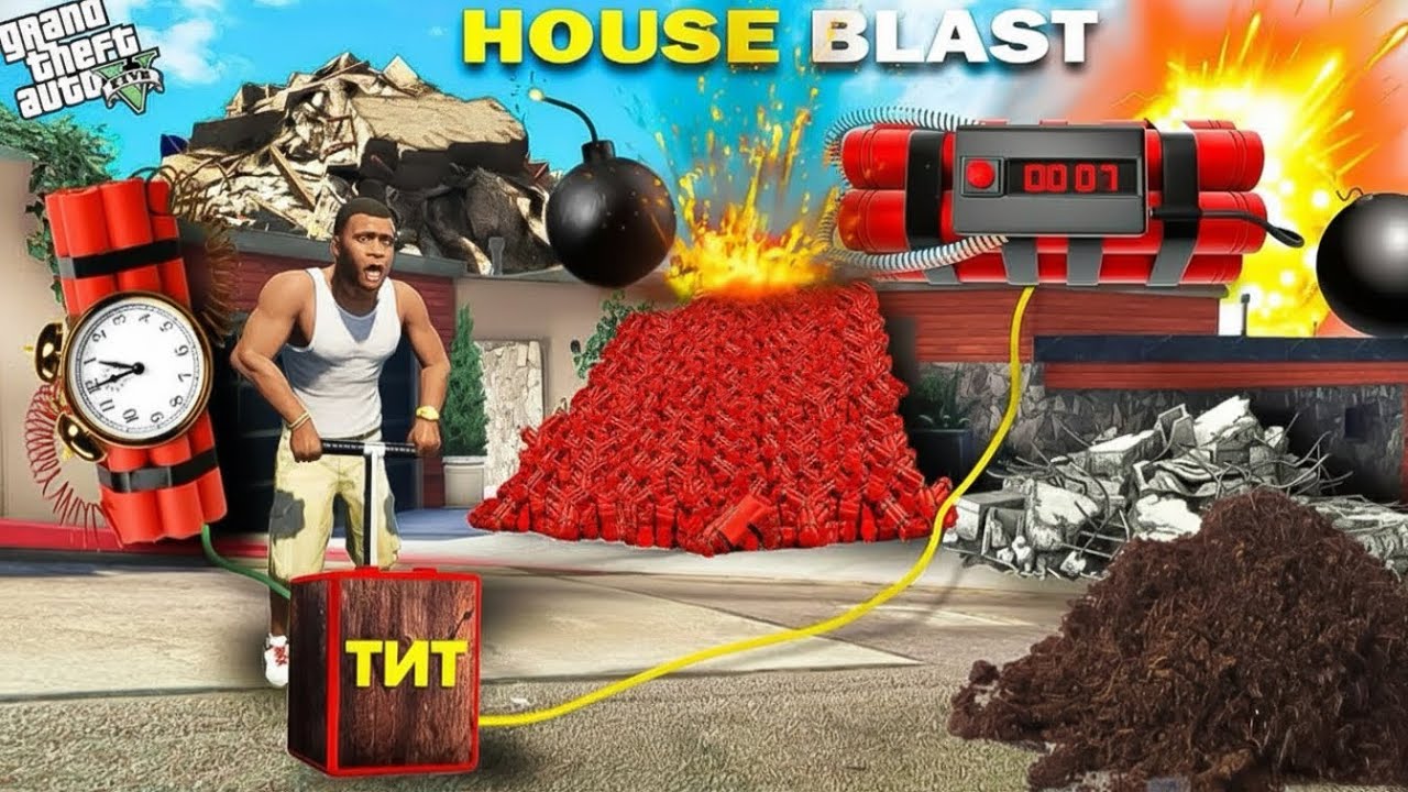 GTA 5: Shin Chan & Franklin Blasting Their Own House in GTA 5 in Telugu
