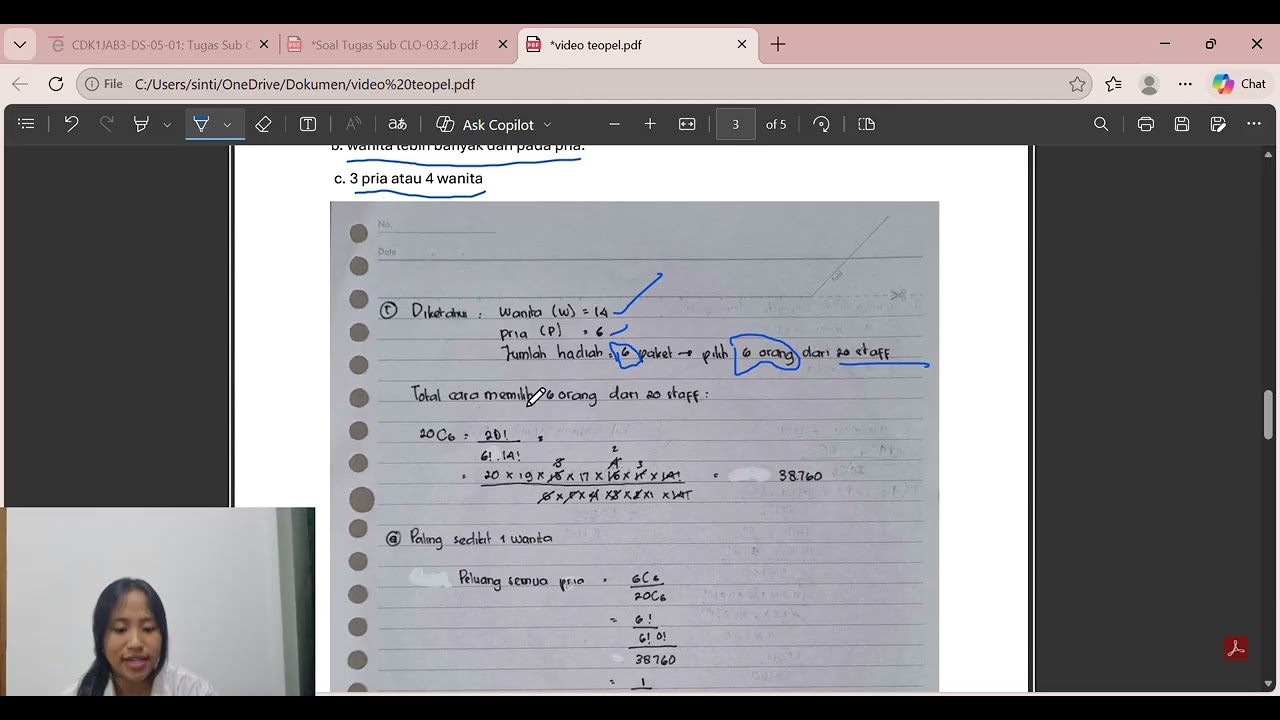 Tugas Video Mata Kuliah Teori  Peluang  dan  Implementasi Sub CLO-03.2.1