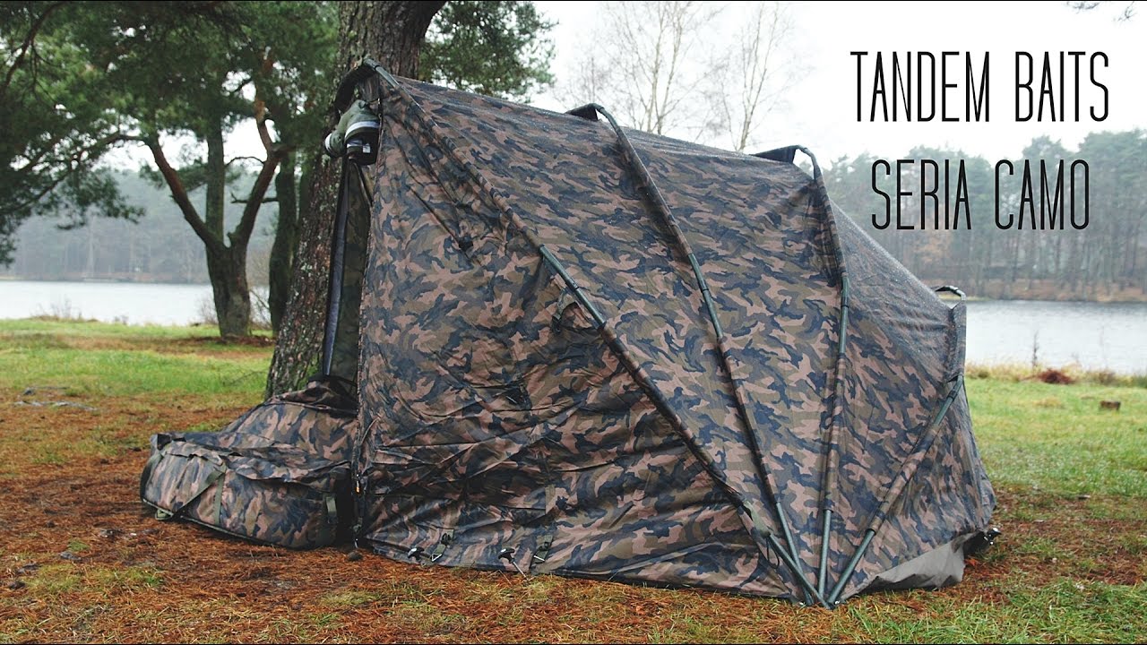 Tandem Baits seria Camo / namiot, łóżko, śpiwór, mata karpiowa / prezentacja