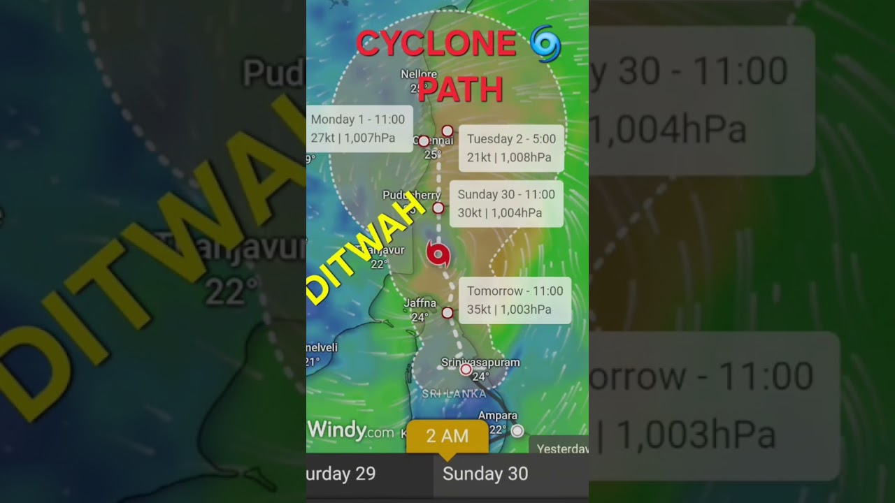 ditwah Cyclone 🌀 path # Cyclone 