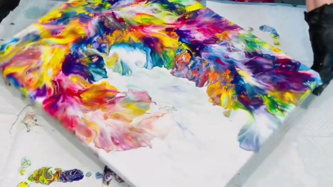 STUNNING COLOUR FILLED OCEAN WAVE THE EASY WAY/ Must See this composition fluid art flowing