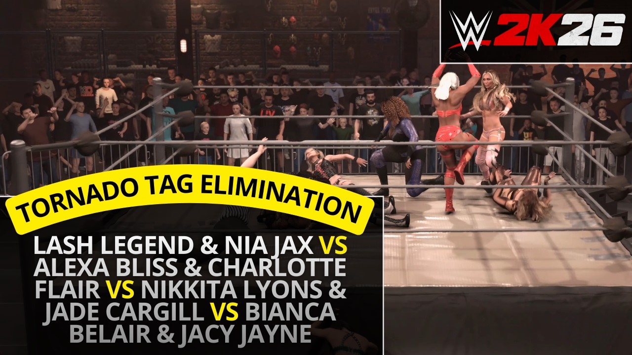 WWE 2K26 – Cargill & Bianca Belair vs Alexa Bliss & Charlotte Flair (4 Way Tornado Tag Elimination)