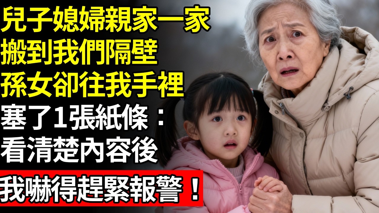 兒子媳婦親家一家6口，搬到我們隔壁，孫女卻往我手裡，塞了1張紙條：救我，我連忙拿出手機報警，不料隨後一幕，我徹底傻眼了！# 養老 #人間家務事# 晚年真相#不肖子孫