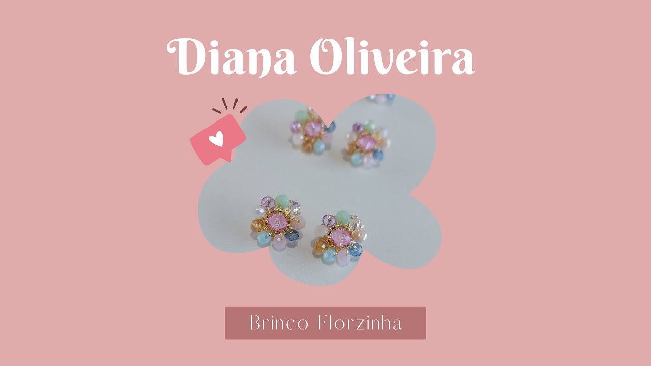 Brinco Florzinha de cristal no fio de metal com Diana Oliveira