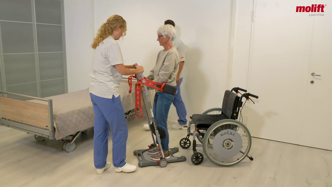 How to transfer a user from a wheelchair to a bed using a Molift Raiser Pro