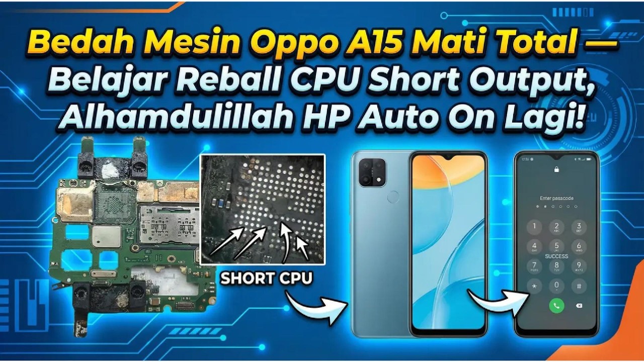 Bedah Mesin Oppo A15 Mati Total — belajar Reball CPU karena Short Output