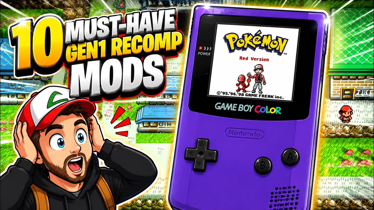 🔥 10 MUST-HAVE Gen1 Recomp Mods that completely transform Pok&eacute;mon Red, Blue and Yellow!