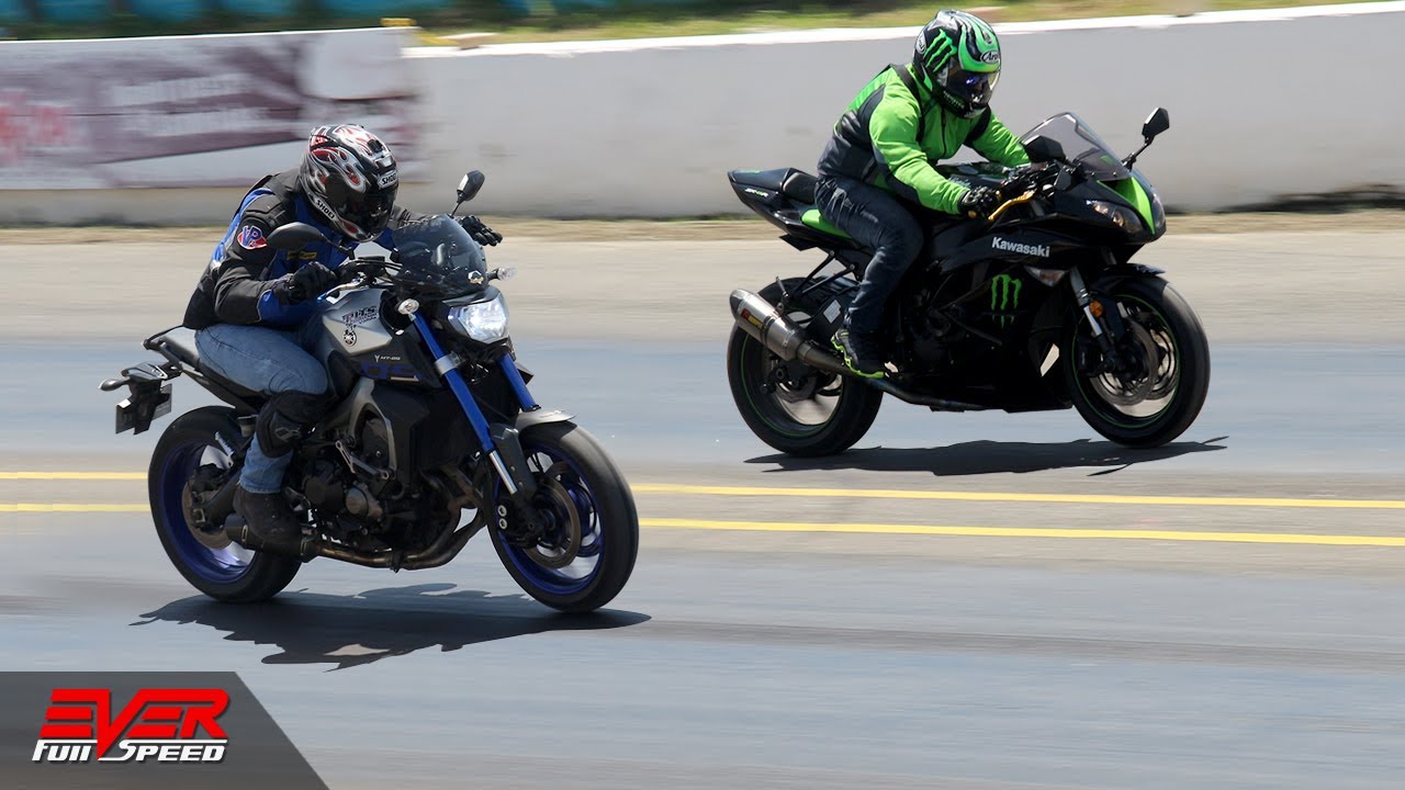 Yamaha MT-09 𝙑𝙎 Kawasaki Ninja ZX6R 🏁 6 Carreras 🏍️🏍️🚦 DRAG RACING